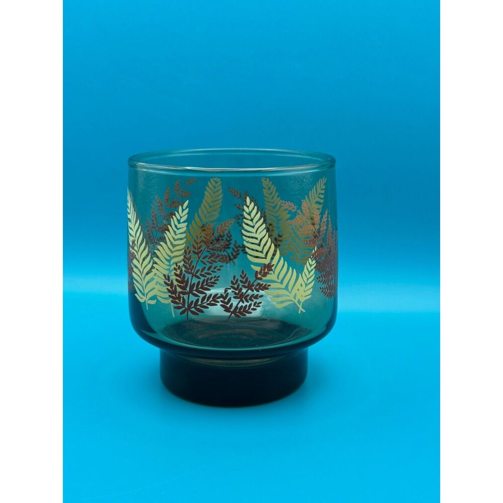 Libbey Tawney Brown Fern and Leaf Lowball Tumbler